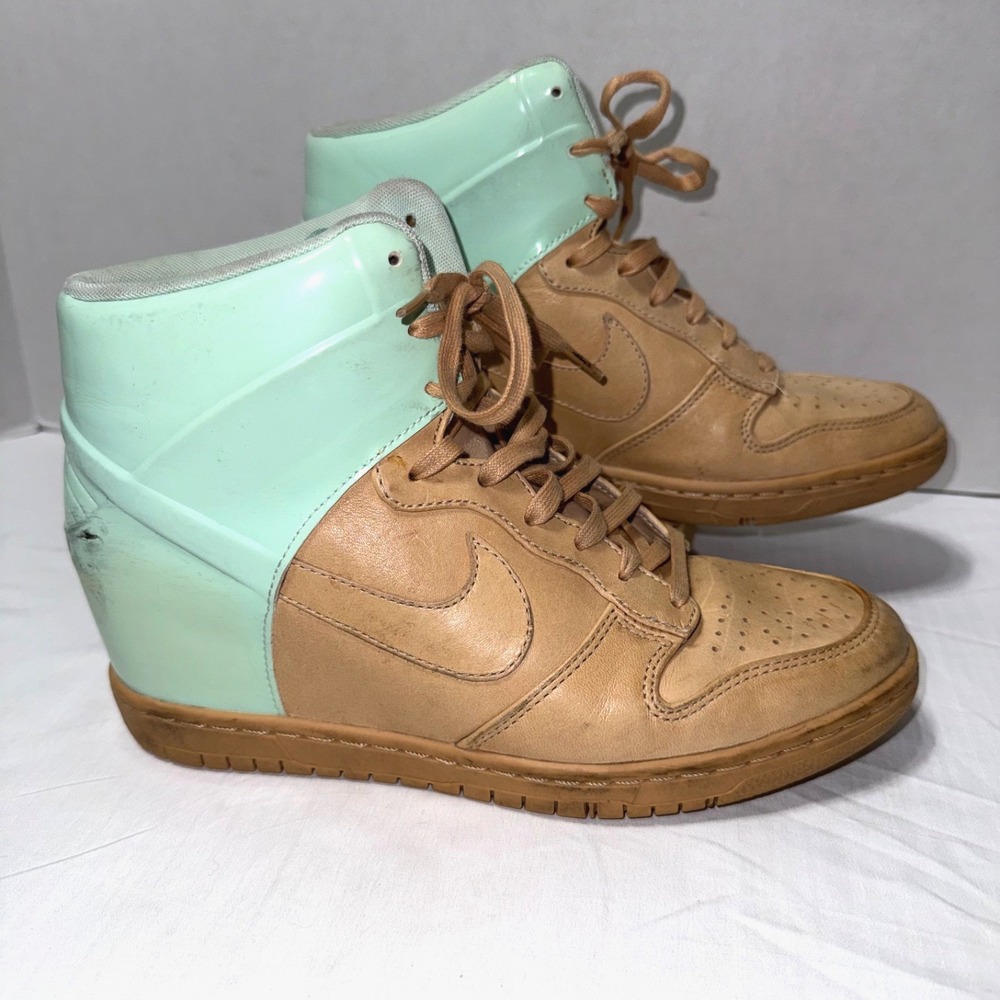 Nike Dunk Sky VT QS High Vachetta Tan Arctic Green Women's Size 9.5 Wedge Heel